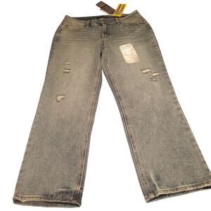 New 1822 Size 14 (34x28.5) High Rise Ankle Straight Light Wash Denim Jeans